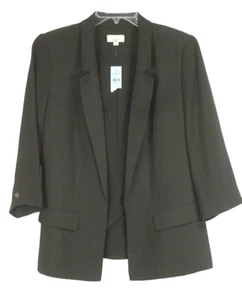 New green Ann Taylor Loft blazer suit jacket career lightweight open rayon 12 P - Picture 1 of 8