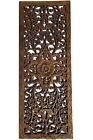 Asian Carved Wood Wall Decor Panel. Floral Wood Wall Art. Brown 35.5"X13.5"