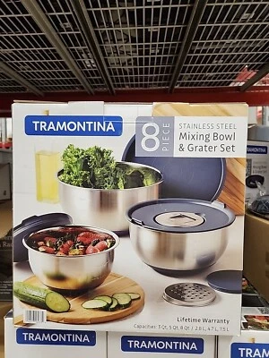 Tramontina Juego de 8 Cuenco Mezclador y Rallador de Acero Inoxidable con Tapas Foto 1 de 4