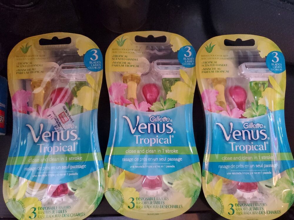 (3) Gillette Venus Tropical Women's 3-Pack Disposable Scented Razors (9 Total)