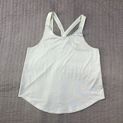 Camiseta sin mangas Under Armour para mujer gris medio equipo térmico correas cruzadas relajación gimnasio activo Foto 1 de 4