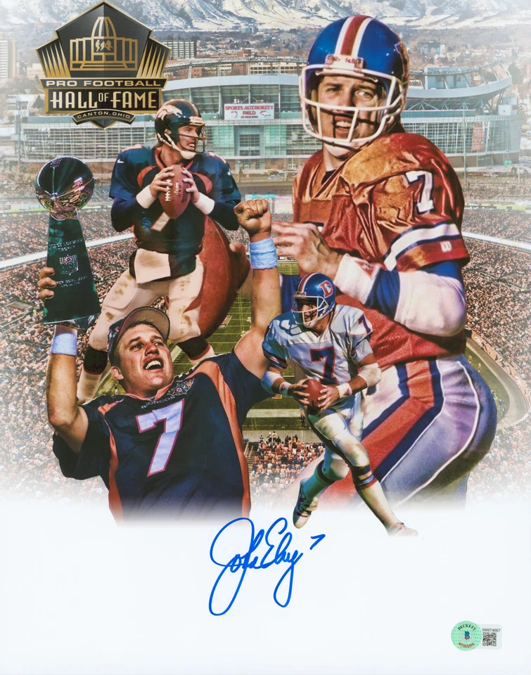 Foto BAS Witness de los Broncos John Elway Auténtica Firmada 11x14 Edición Collage Personalizada Foto 1 de 1