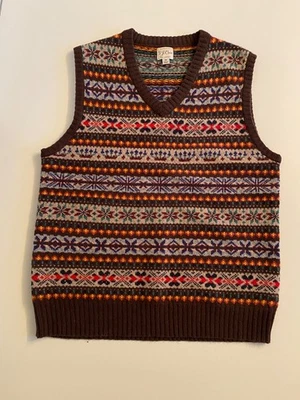 J. Chaleco suéter para hombre 100 % lana de cordero estampado Crew talla mediana Foto 1 de 4