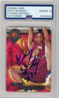 Tracy McGrady signed 1997 Wheels Sports Draft Rookie Thunder Card PSA 10 Auto - Image 1 of 2