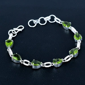 Peridot Gemstone Ethnic Handmade Bracelet Jewelry Gift 7-8" - Picture 1 of 3