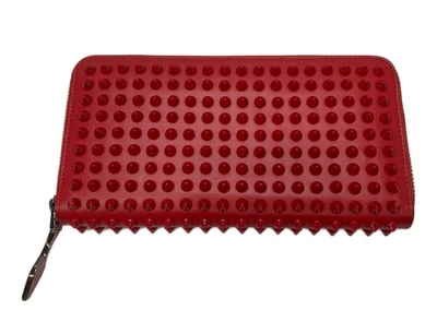 Christian Louboutin Panettone Cartera Larga Tachuelas Rojas Cremallera Redonda Japón Auténtico Foto 1 de 4