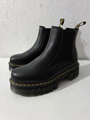 Dr. Doc Martens Audrick Chelsea Ankle Boots Black Leather Platform Size 9 - Image 1 of 4