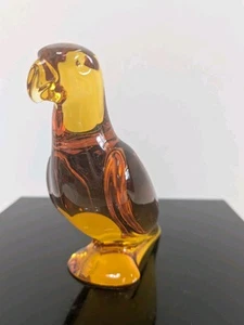 Baccarat Crystal France Signed Amber Parrot Figurine - Picture 1 of 5