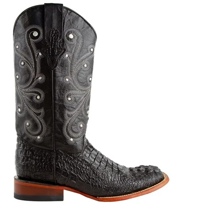 Ferrini Stampede Croco Print Square Toe Cowboy  Mens Black Casual Boots 40393-04 - Image 1 of 4