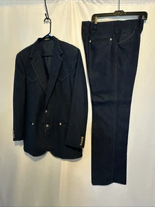 Abrigo y Pantalones Deportivos Haggar Mustang Western Wear Años 70 De Colección EE. UU. Azul Marino 44L, 34 - Imagen 1 de 24