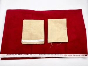 Moda Primitive Gatherings PRIMITIVE MUSLIN Fabric - Red 1 yd - Tan Fat Q + Scrap - Picture 1 of 4