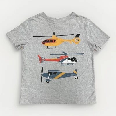 Camiseta Hanna Andersson Niño Talla 8 Manga Corta Gráfica Gris con Helicópteros Foto 1 de 4