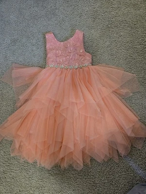 Vestido Princesa Americana Sin Mangas Cintura Joya Niñas Talla 6 Rosa Flamenco Foto 1 de 2