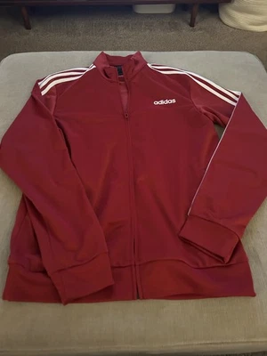 Chaqueta Estilo Vintage Rojo Granate Pista Cremallera Unisex Mediana Rayas Blancas ADIDAS Foto 1 de 4