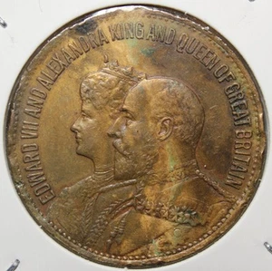 Edward VII and Queen Alexandra 'Crowned June 26th 1902' medal *29mm* - Imagen 1 de 2