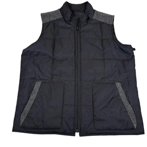 Claiborne Mens Vest Black Herringbone Padded Quilted Full Zip Vest Size 46 Long - Picture 1 of 8