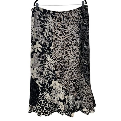 Maxi Falda De Colección Chicos Floral Estampado Leopardo Talla XL/3 Artística Gasa Volantes Negra Foto 1 de 4