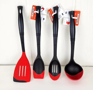 LE CREUSET Revolution Set of 4 Slotted Saute Spoon Spatula Ladle Bi-Material New - Picture 1 of 14