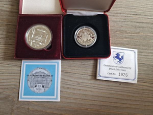 2 ECU Silbermünzen Gibraltar+Österreich beide 925 Silber