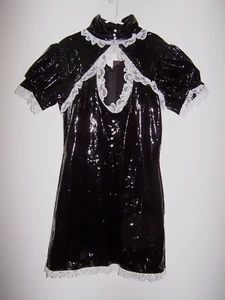 NWT - Fashion NOVA Sassy Maid Dress, Costume, Stretchy, Shiny, Lace Trim Size S - Picture 1 of 2