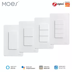 MOES Zigbee Smart Light Switch No Neutral/N+L Wire Push Button Alexa Google APP - Picture 1 of 16