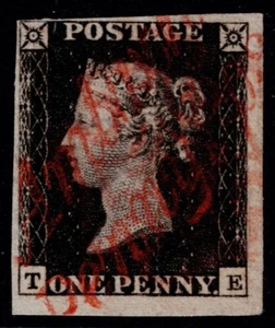 1840 1d Black Pl 1b TE 4m AMLWCH PENNY POST Wales Rare VGU Cat. 3.500,00 £ - Bild 1 von 1
