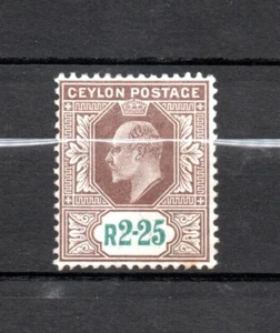 Sello antiguo de 2,25 rupias Edward de Ceilán 1904 (Michel 142) sin usar/MLH - Imagen 1 de 2