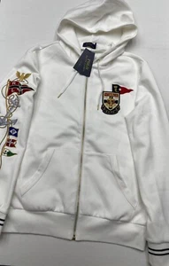 Polo Ralph Lauren  Sz M  Men  Full-Zip Hoodie Hooded Sweatshirt  White RARE  New - Picture 1 of 14