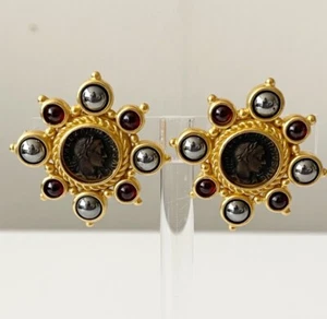 LINDA LEVINSON vintage Roman Earrings post - Picture 1 of 5