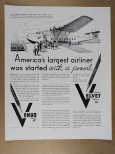 Lápices Venus 1935 Pan Am Flying Clipper No. Anuncio impreso vintage de 7 ilustraciones - Imagen 1 de 1