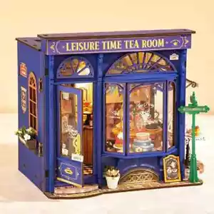 Rolife DIY Miniature Dollhouse Kit Leisure Time Tea Room With LED Mini Model - Picture 1 of 8