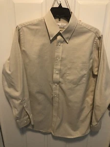 Bill Blass tan button down 16 34/35 #345 - Picture 1 of 3