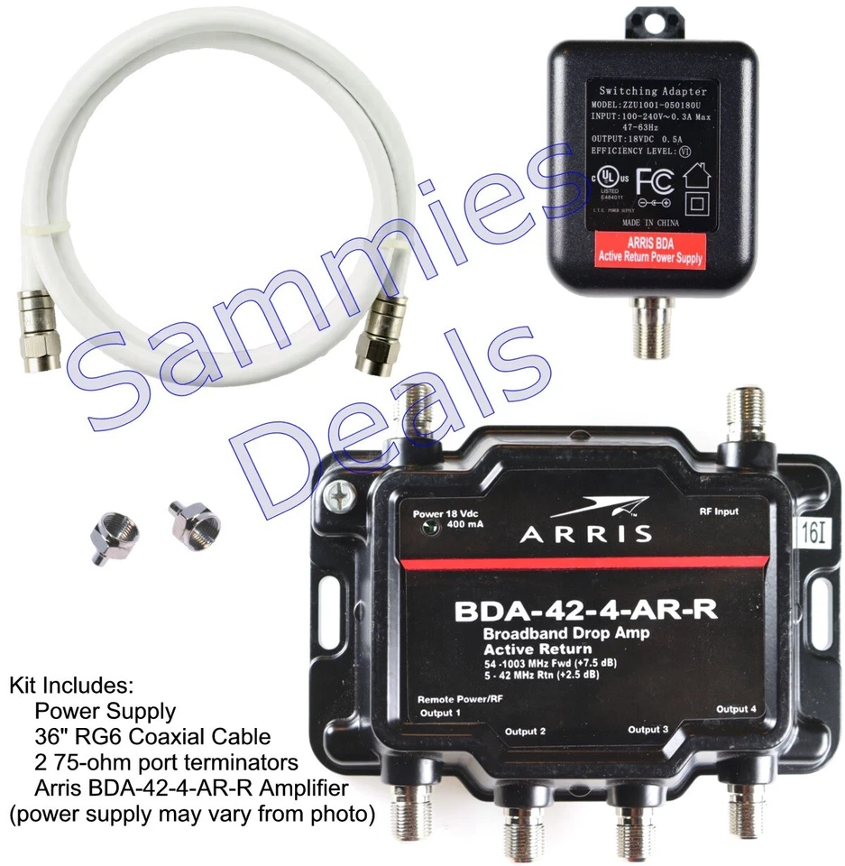 ARRIS BDA-42-4-AR-R Satellite Amplifier Splitter with 4-Port Cable