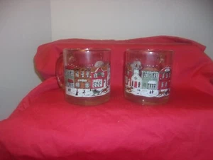 Vintage Libbey Winter Village Clear Glass Set  OF 2  coffee mugs - Picture 1 of 1