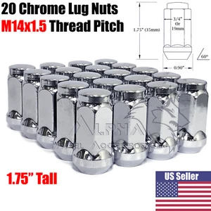 20 Chrome Lug Nuts 14x1.5 For 2011 - Newer Grand Cherokee SRT8 Trailhawk  1.75" - Picture 1 of 7