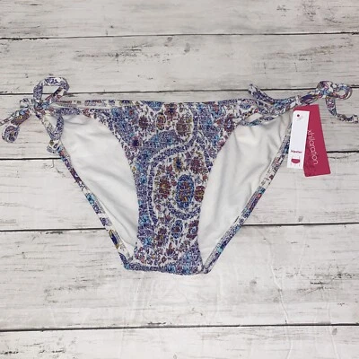 Xhilaration Bikini Bottom Womens Medium White Multi Paisley Hipster Tie Swim M - Image 1 of 4