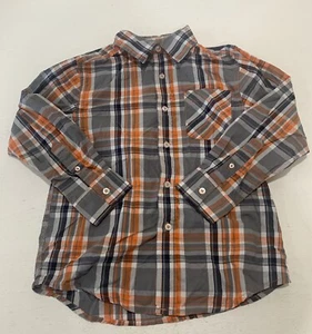 Faded Glory Boys Long Sleeve botton Down Shirt Orange Gray Size Medium 8 - Picture 1 of 7