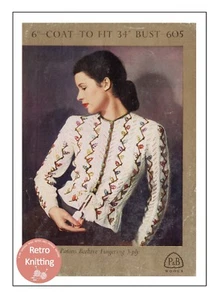 1940s Pretty Tyrolean Cardigan Vintage Knitting Pattern Bust 34 - Copy - Picture 1 of 2