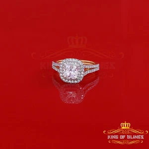 4.06ct Cubic Zirconia Sterling Yellow Silver Cushion Wedding Womens Ring Size 7 - Picture 1 of 11