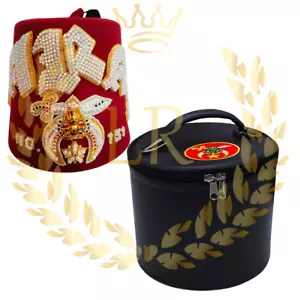 Masonic Regalia Shriner Custom Made Fez Hat package, Hand Embroidered wool hat - Picture 1 of 9
