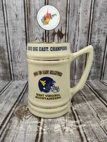 Vintage West Virginia Mountaineers Football 2003 Big East Champions Stein Mug Cover