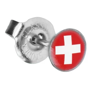 1 Erstohrstecker Chirurgenstahl Flagge Schweiz - Bild 1 von 3