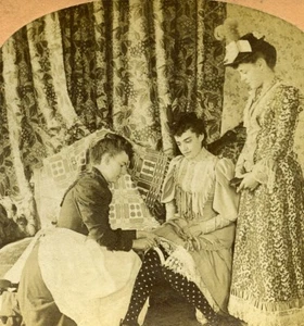 USA Scene de Genre Taking notes for Shopping Old Kilburn Stereoview Photo 1893 - Picture 1 of 3