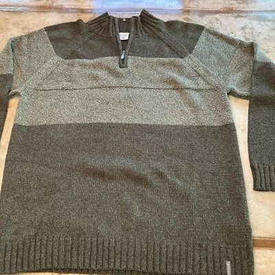 Suéter Columbia 2XL Para Hombres 1/4 Cremallera Grueso Tejido Manga Larga Marrón/Beige Mezcla de Lana Foto 1 de 4