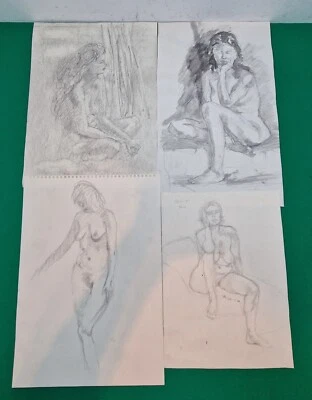 4 x Female Nude Pencil & Pastel Drawings from the Studio of Artist Jack Gray #4 - Image 1 of 4