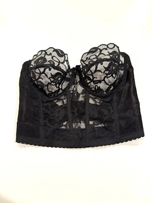 Sujetador vintage de encaje bustiers negro crop top años 80 glamour top Bralette Whimsigoth  Foto 1 de 4