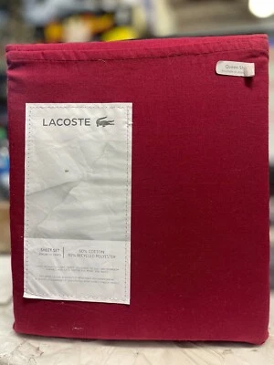 JUEGO DE SÁBANAS LACOSTE HOME ADVANCE FÁCIL CUIDADO 4 PIEZAS TAMAÑO QUEEN COLOR ROJO PROFUNDO NUEVO  Foto 1 de 4
