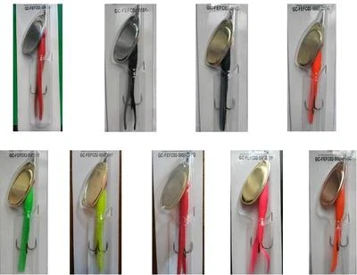 5er PACK 21g FLYING C LURES SILVER GOLD COOPER BLADE SPINNER SALMON FEFC02 - Bild 1 von 4