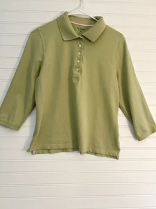 Camisa polo LL Bean para mujer verde manga 3/4 algodón lycra - Imagen 1 de 8