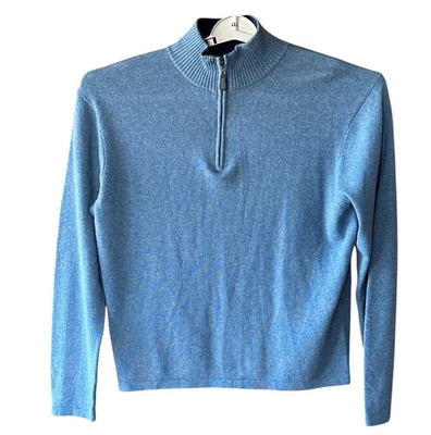 Свитер Oliver Perry на молнии 1/4 100% кашемир мужской размер средний синий с длинным рукавом - Изображение 1 из 4
